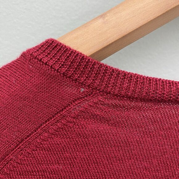 Talbots Merino Wool Sweater Womens Medium Red Pullover V Neck Preppy Minimalist - Picture 4 of 8